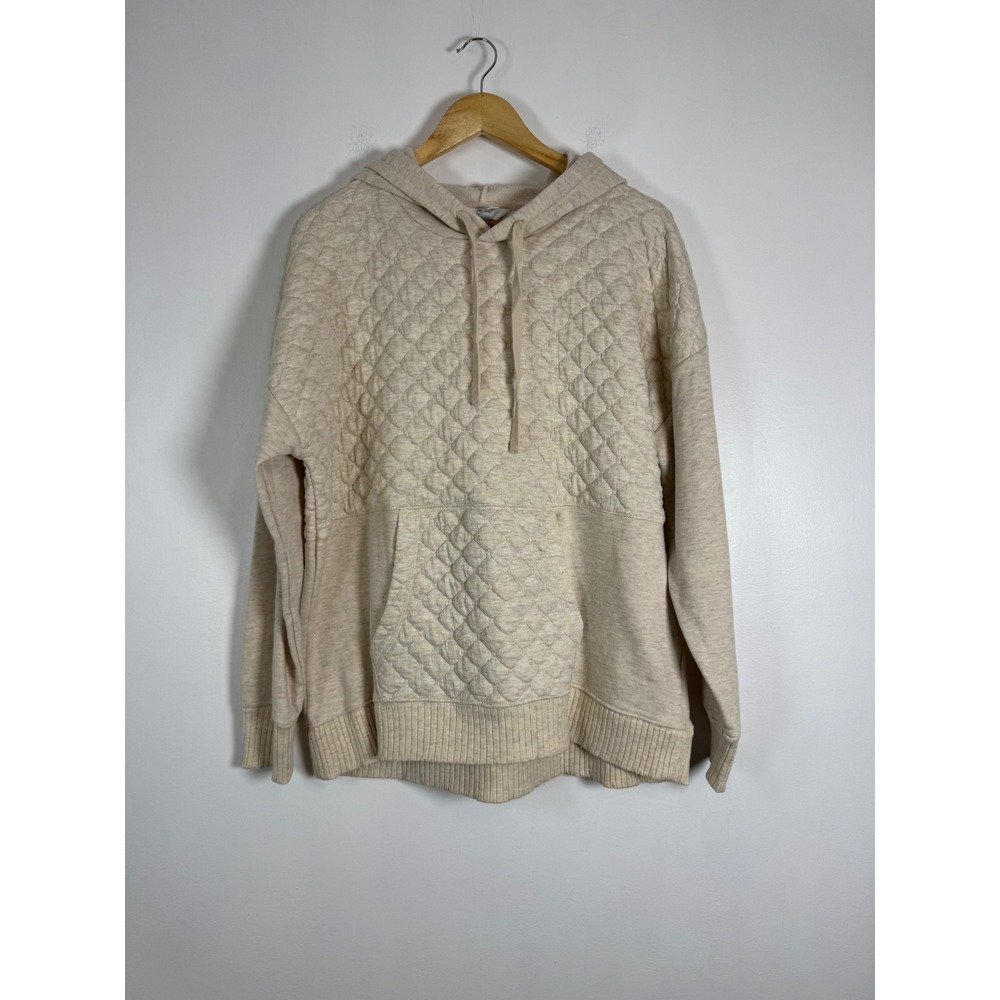 Cozy Time and Tru Women XL Hoodie Oatmeal Quilted Fleece Pullover TT45100141604
